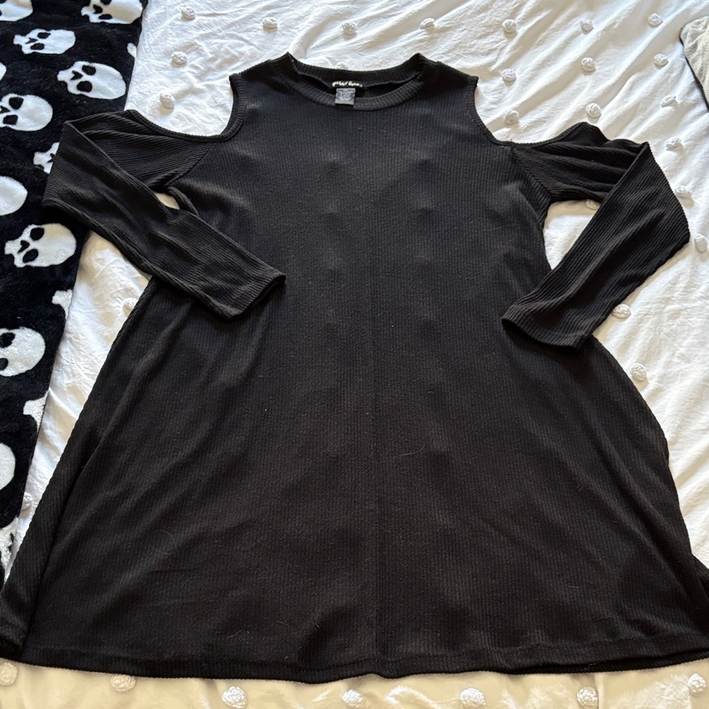 cold shoulder ribbed skater dress